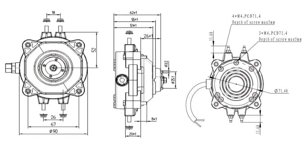 Ec Brushless AC Synchronous Permanent Magnet Electric Fridge Fan Motors